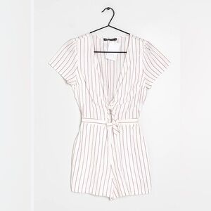 Abercrombie & Fitch White and Red Striped Romper